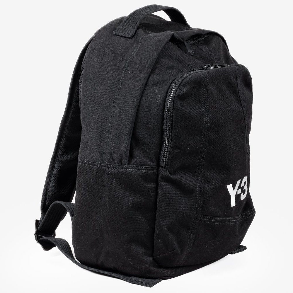 Y-3 Logo Embroidered Black Canvas Backpack - Picture 2 of 16